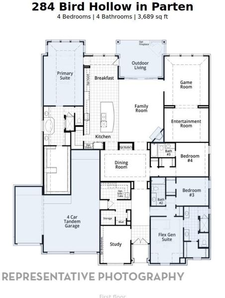 2D floor plan layout of this home in Parten: 85ft. lots, Austin, TX (Image 2). 2D floor plan layout of this home in Parten: 85ft. lots, Austin, TX (Image 2).