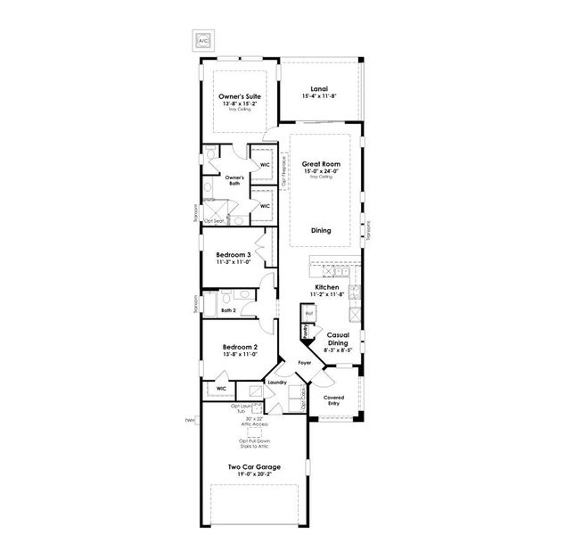 2D floor plan layout of this home in NatureWalk at Watersound Origins, Inlet Beach, FL (Image 3).