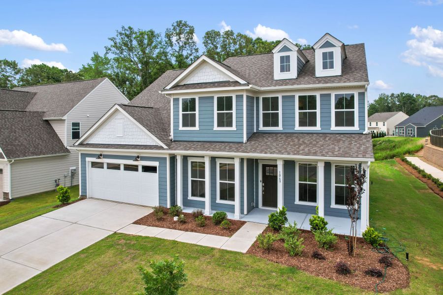 Front exterior of a new home in Kinsdale, Lancaster, SC, highlighting curb appeal (Image 36). Front exterior of a new home in Kinsdale, Lancaster, SC, highlighting curb appeal (Image 36).