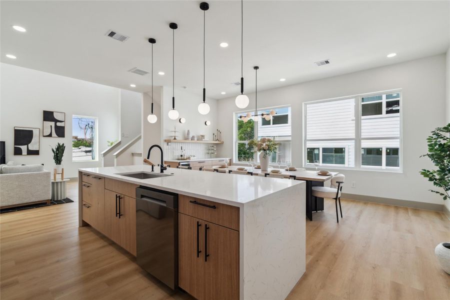 Bathed in natural light, this open-plan space is perfect for slow mornings, celebratory dinners, and everything in between.