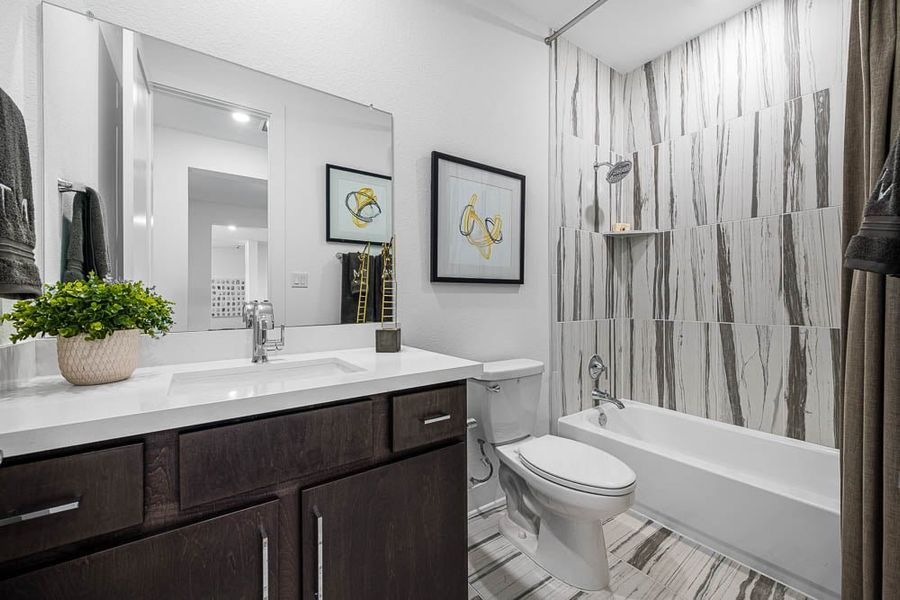 Representative furnished interior of a home built from the Catalina by Taylor Morrison in Travisso Florence Collection, Leander (Image 33).