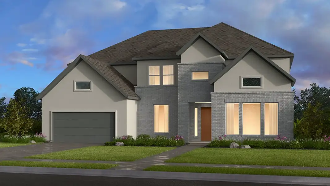Front exterior of a new home in Avalon at Cypress, Cypress, TX, highlighting curb appeal (Image 1). Front exterior of a new home in Avalon at Cypress, Cypress, TX, highlighting curb appeal (Image 1).