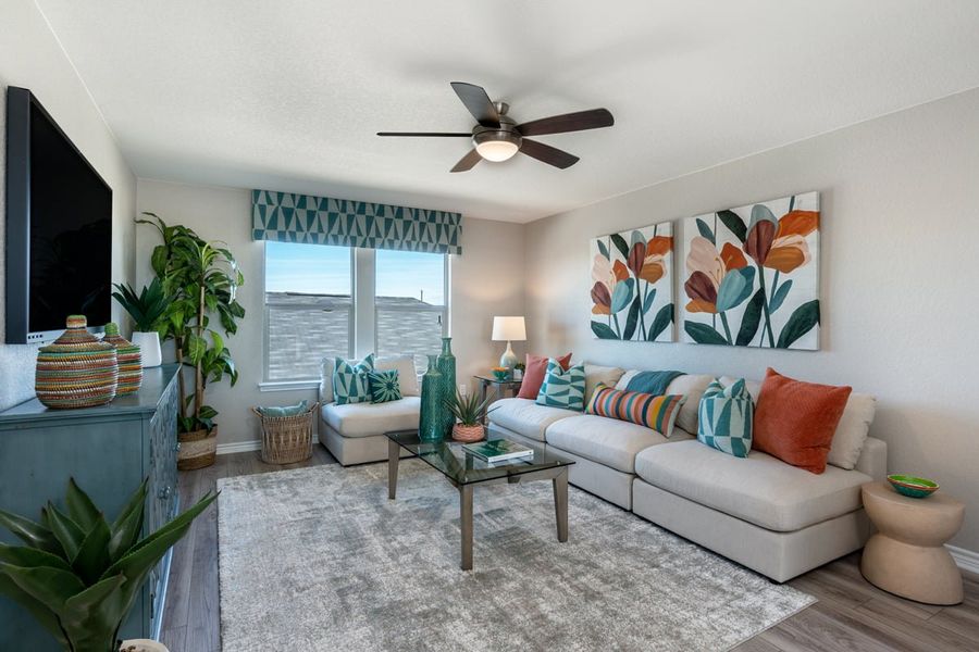 Representative furnished interior of a home built from the 2708 by KB Home in Knox Ridge, Converse (Image 7). Representative furnished interior of a home built from the 2708 by KB Home in Knox Ridge, Converse (Image 7).