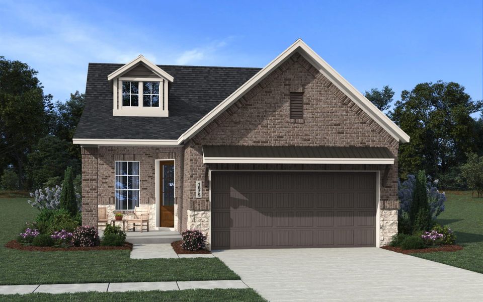 Representative exterior photo of a completed home built from the Carlisle by Chesmar Homes in Stillwater Ranch, San Antonio, TX (Image 5). Representative exterior photo of a completed home built from the Carlisle by Chesmar Homes in Stillwater Ranch, San Antonio, TX (Image 5).