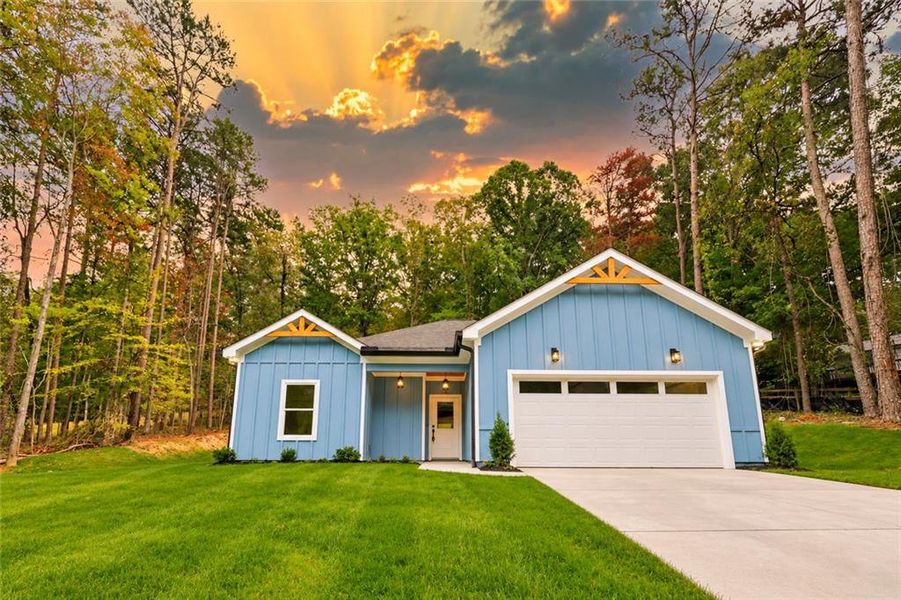 Front exterior of a new home in , Gainesville, GA, highlighting curb appeal (Image 22). Front exterior of a new home in , Gainesville, GA, highlighting curb appeal (Image 22).