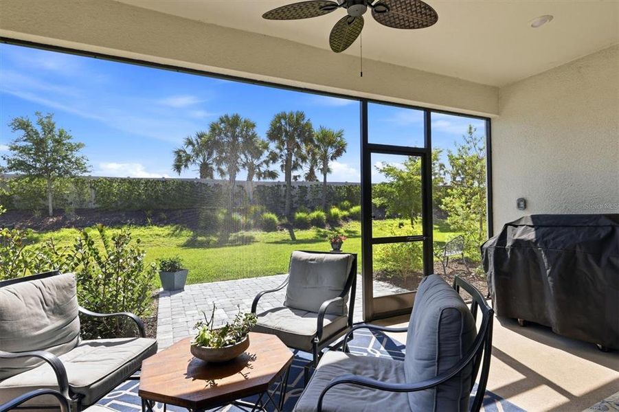 Exterior details and patio area of a home in Skye Ranch Community Group Page, Sarasota (Image 24).