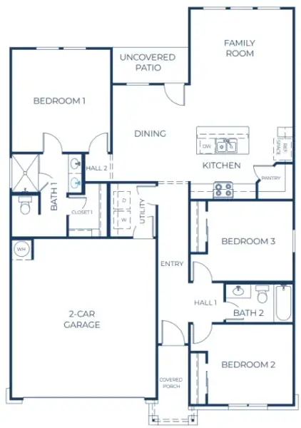 2D floor plan layout of this home in Hillside Village, Temple, TX (Image 3). 2D floor plan layout of this home in Hillside Village, Temple, TX (Image 3).