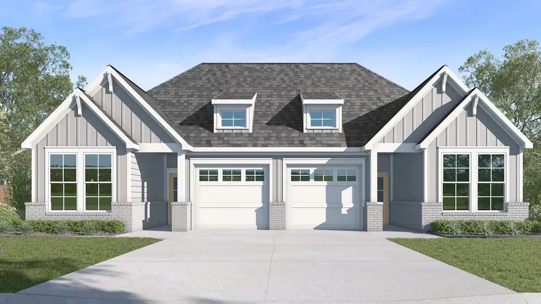 Representative exterior photo of a completed home built from the 1530 by D.R. Horton in The Terrace Duplexes, Temple, TX (Image 1). Representative exterior photo of a completed home built from the 1530 by D.R. Horton in The Terrace Duplexes, Temple, TX (Image 1).