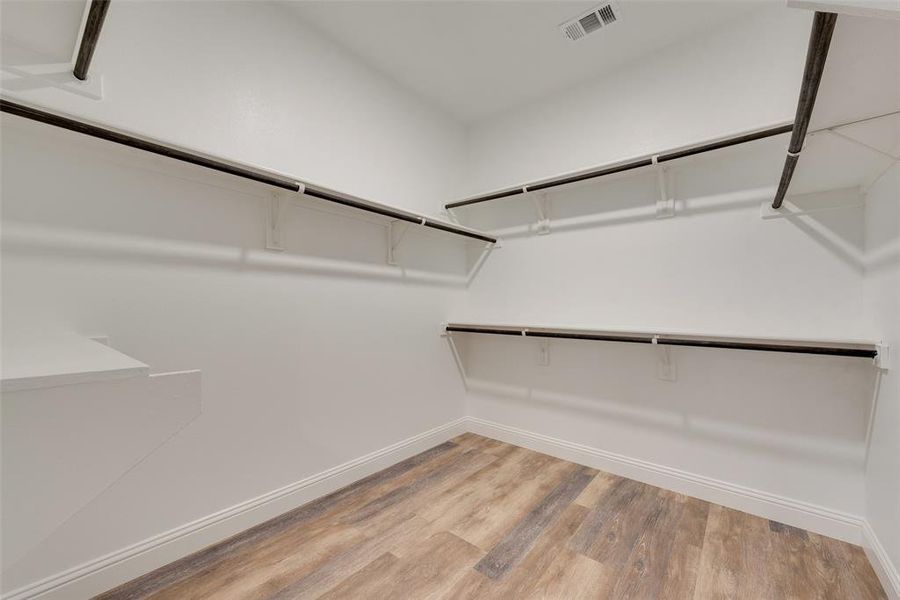 Spacious closet with hardwood / wood-style flooring