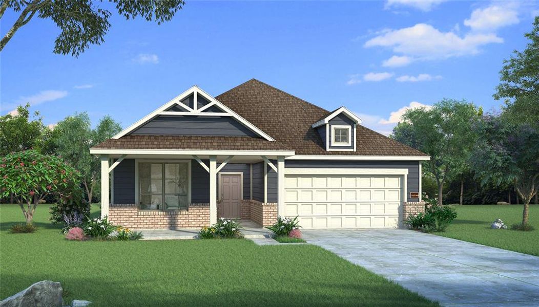 Front exterior of a new home in Devonshire, Forney, TX, highlighting curb appeal (Image 2). Front exterior of a new home in Devonshire, Forney, TX, highlighting curb appeal (Image 2).