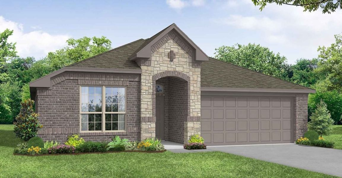 Representative exterior photo of a completed home built from the Austin by Impression Homes in Terra Vella, Haslet, TX (Image 8).