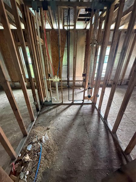 Construction progress - Oversized laundry room located in the home. Construction progress - Oversized laundry room located in the home.