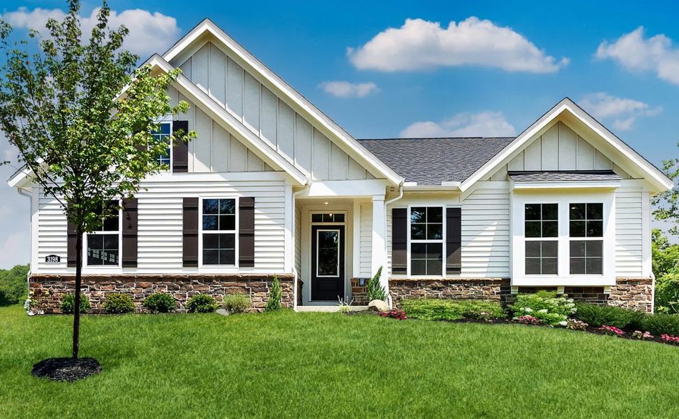 Representative exterior photo of a completed home built from the Calvin by Fischer Homes in Breakfast Point East, Panama City Beach, FL (Image 1). Representative exterior photo of a completed home built from the Calvin by Fischer Homes in Breakfast Point East, Panama City Beach, FL (Image 1).