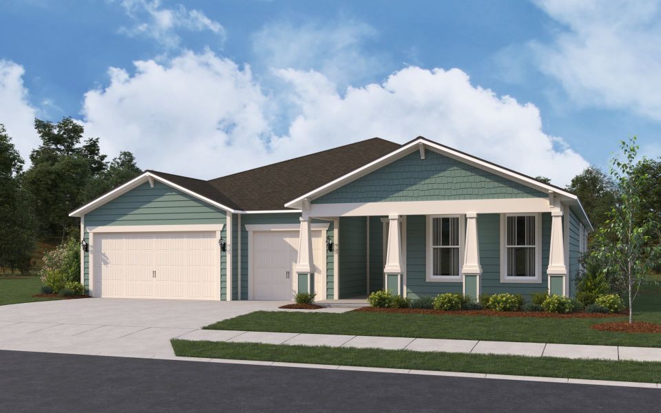 Representative exterior photo of a completed home built from the Renown by Pulte Homes in Terrapin Creek, Jacksonville, FL (Image 20). Representative exterior photo of a completed home built from the Renown by Pulte Homes in Terrapin Creek, Jacksonville, FL (Image 20).