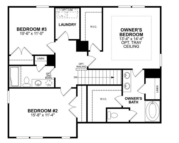 2D floor plan layout for the Bexley II by M/I Homes in Boulder Ridge, Gastonia, NC (Image 3). 2D floor plan layout for the Bexley II by M/I Homes in Boulder Ridge, Gastonia, NC (Image 3).