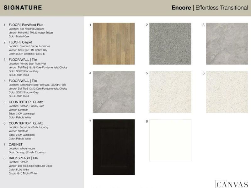 1708 Yaupon Court design selections. Home is currently under construction and selections are subject to change.