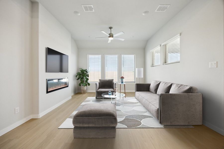 Living Room in the Wimbledon home plan by Trophy Signature Homes – REPRESENTATIVE PHOTO