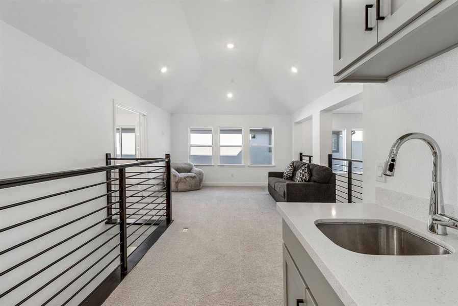 Furnished interior view inside a new home in Fields Villas - Darling Homes, Frisco (Image 17). Furnished interior view inside a new home in Fields Villas - Darling Homes, Frisco (Image 17).