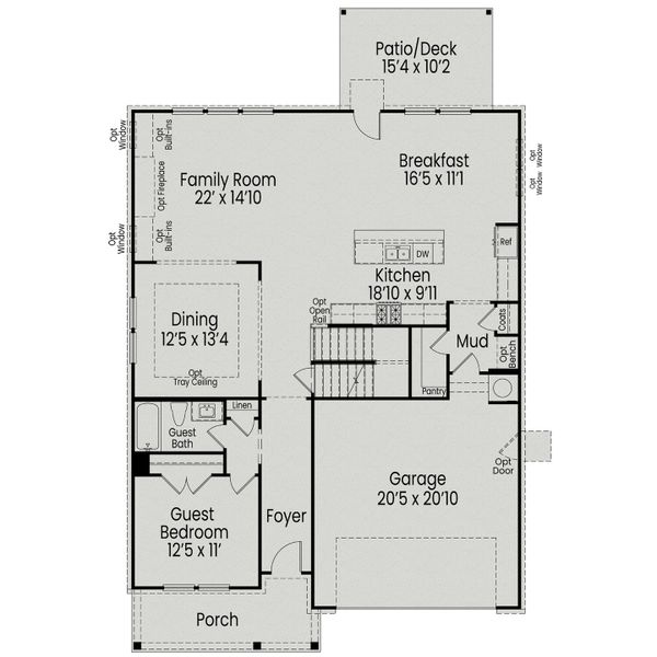 2D floor plan layout for the The Beech B by Davidson Homes LLC in Enclave at Belmont, Belmont, NC (Image 5).