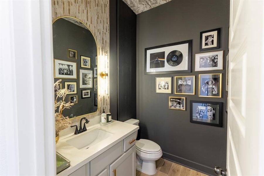 Custom DESIGNER half bath with UPGRADED light fixtures