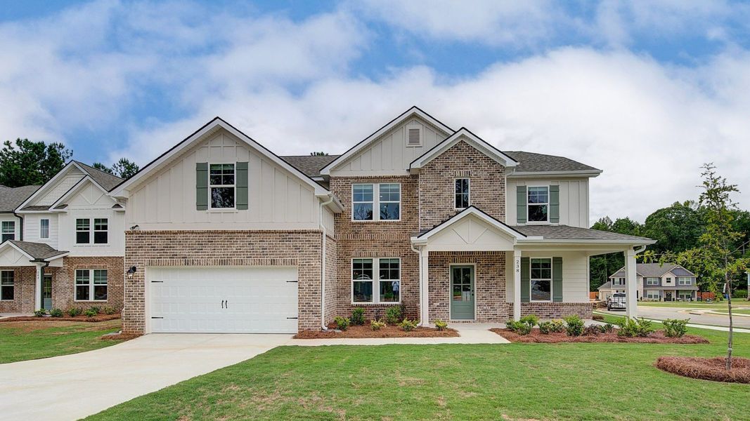 Representative exterior photo of a completed home built from the Meridian II by DRB Homes in Kingston, Locust Grove, GA (Image 20).
