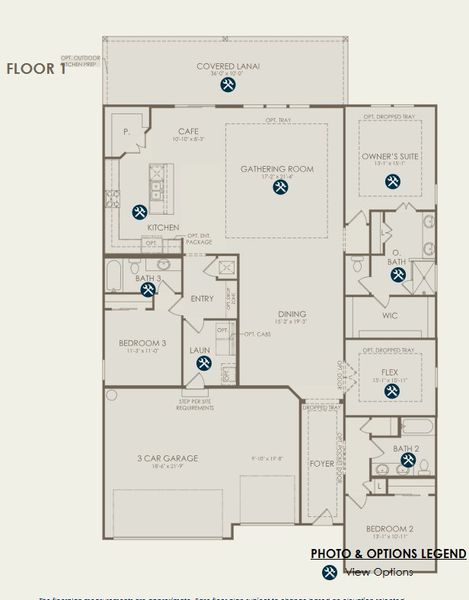 2D floor plan layout for the Merlot by Pulte Homes in Westerly Park at Wildlight, Wildlight, FL (Image 3).