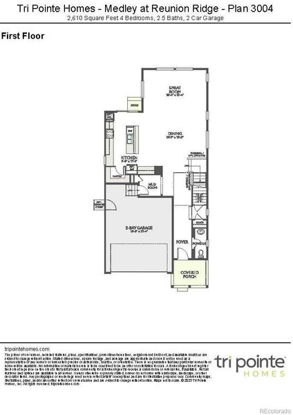 2D floor plan layout of this home in Medley at Reunion Ridge, Commerce City, CO (Image 1).