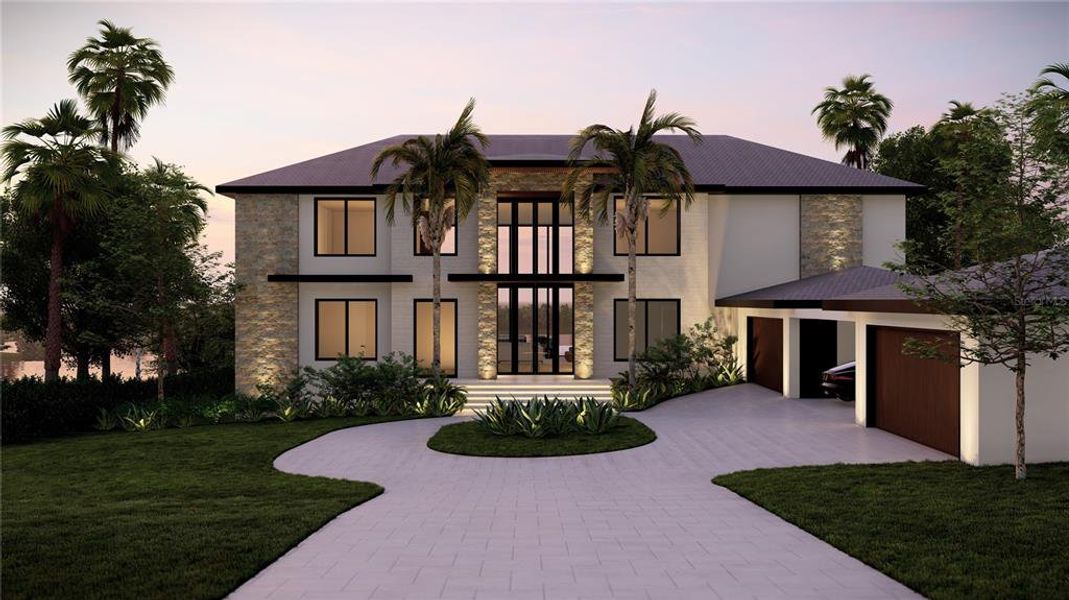 Front exterior of a new home in , Montverde, FL, highlighting curb appeal (Image 1). Front exterior of a new home in , Montverde, FL, highlighting curb appeal (Image 1).
