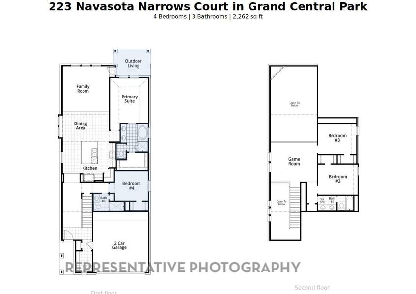 2D floor plan layout of this home in Grand Central Park: 40ft. lots, Conroe, TX (Image 3).