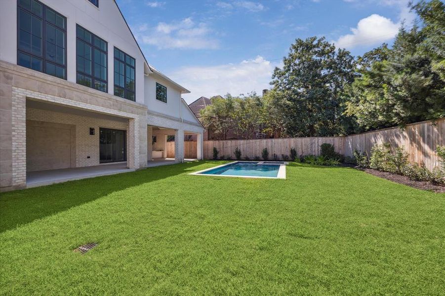 Lots of green space in this back yard.