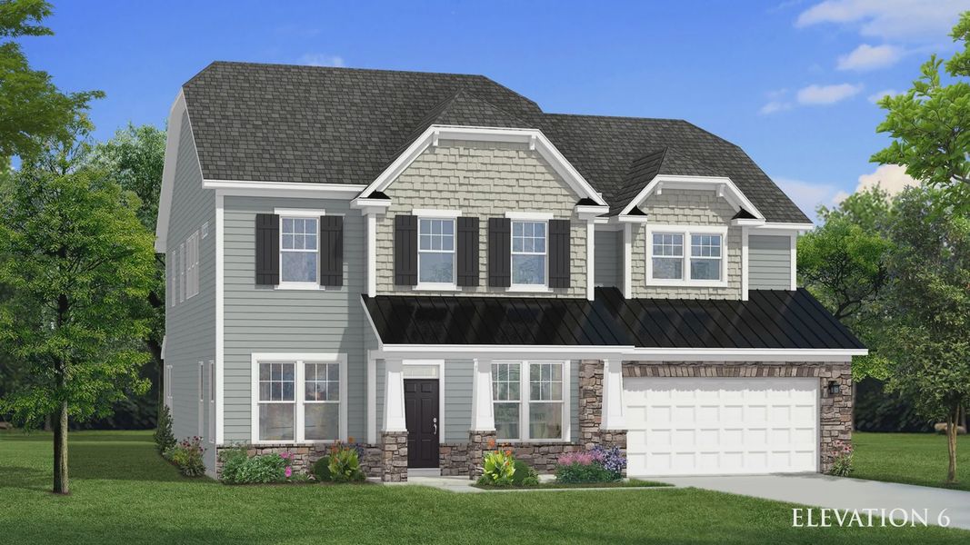 Representative exterior photo of a completed home built from the Stonehaven by DRB Homes in Weavers Pointe, Zebulon, NC (Image 6).