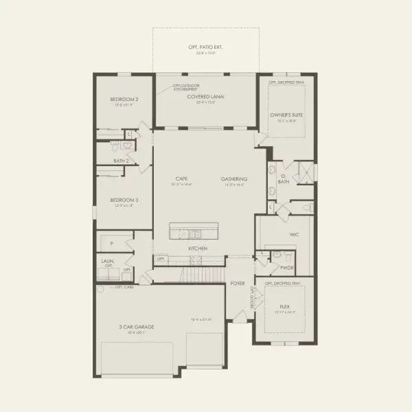 2D floor plan layout for the Ashby Grand by Pulte Homes in Stonehill, Howey-in-the-Hills, FL (Image 5).