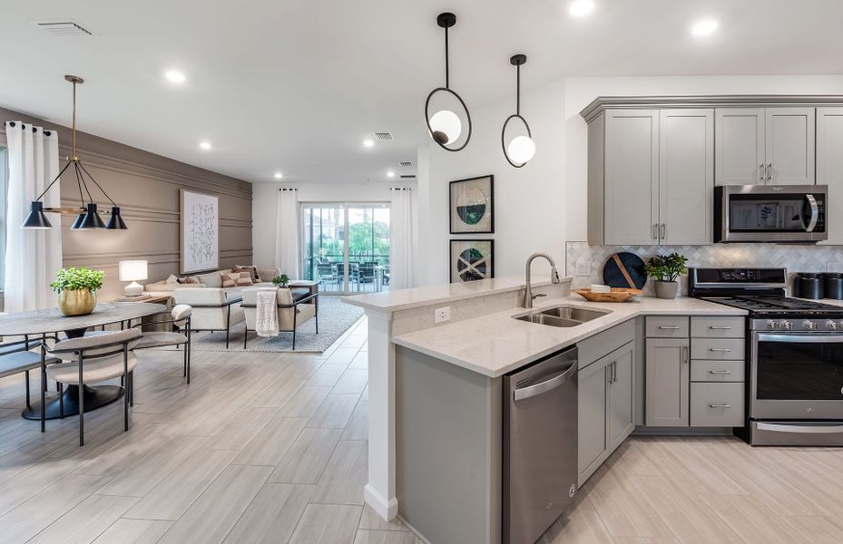 Connected dining and living spaces