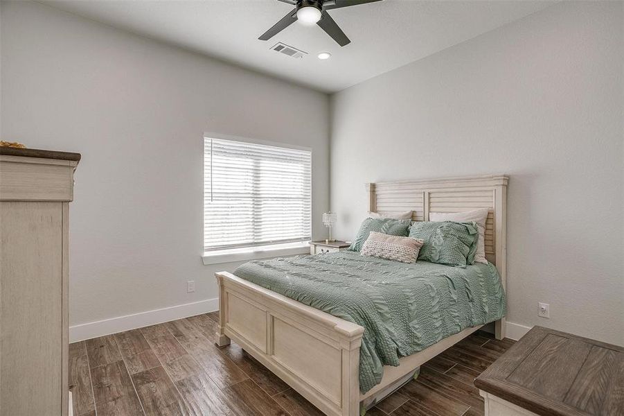 Bedroom featuring ceiling fan