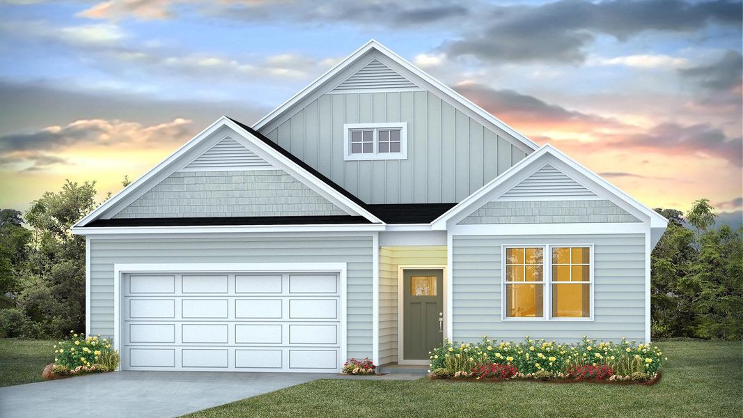 Representative exterior photo of a completed home built from the Bristol-Exp by D.R. Horton in Preserve at Cypress Commons, Conway, SC (Image 12).