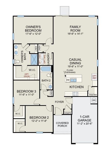 2D floor plan layout for the Embark - Single Family Homes by Dream Finders Homes in McLean Landing, Cameron, NC (Image 3).