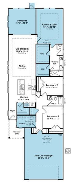 2D floor plan layout of this home in Cresswind at Rocky River, Locust, NC (Image 2).