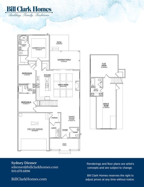 2D floor plan layout of this home in Riverside Cove, Wilmington, NC (Image 2).