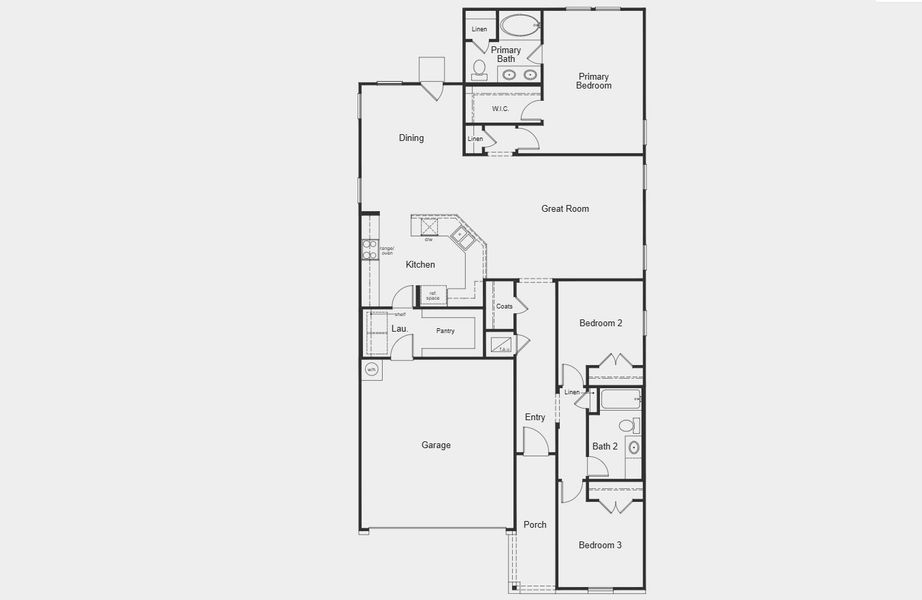 2D floor plan layout for the Plan 1655 by KB Home in Legend Heights - Sterling Collection, New Braunfels, TX (Image 3).