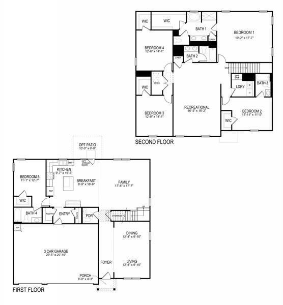 2D floor plan layout of this home in Northwoods at Mirror Lake, Villa Rica, GA (Image 3).