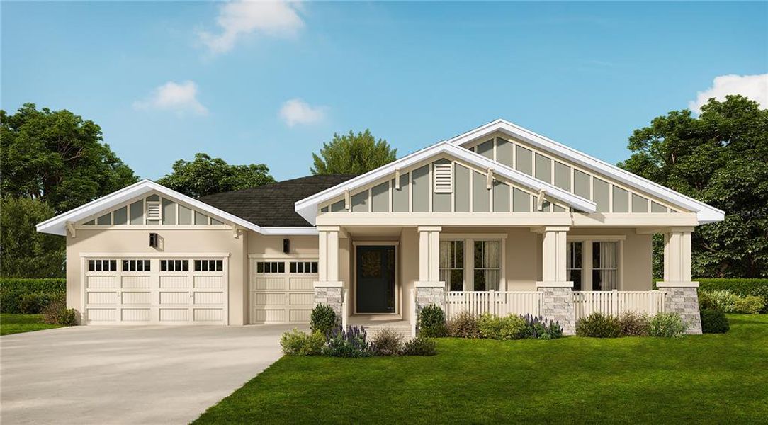 Front exterior of a new home in Southern Hills Plantation, Brooksville, FL, highlighting curb appeal (Image 1). Front exterior of a new home in Southern Hills Plantation, Brooksville, FL, highlighting curb appeal (Image 1).