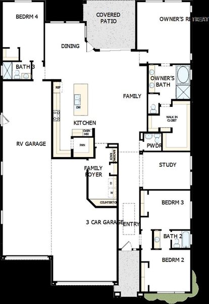 2D floor plan layout of this home in Tamber at Soleo, San Tan Valley, AZ (Image 2).