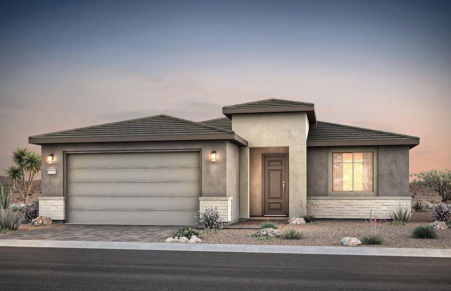 Representative exterior photo of a completed home built from the Sanctuary Final Opportunity by Del Webb in Sun City Anthem at Merrill Ranch, Florence, AZ (Image 16). Representative exterior photo of a completed home built from the Sanctuary Final Opportunity by Del Webb in Sun City Anthem at Merrill Ranch, Florence, AZ (Image 16).