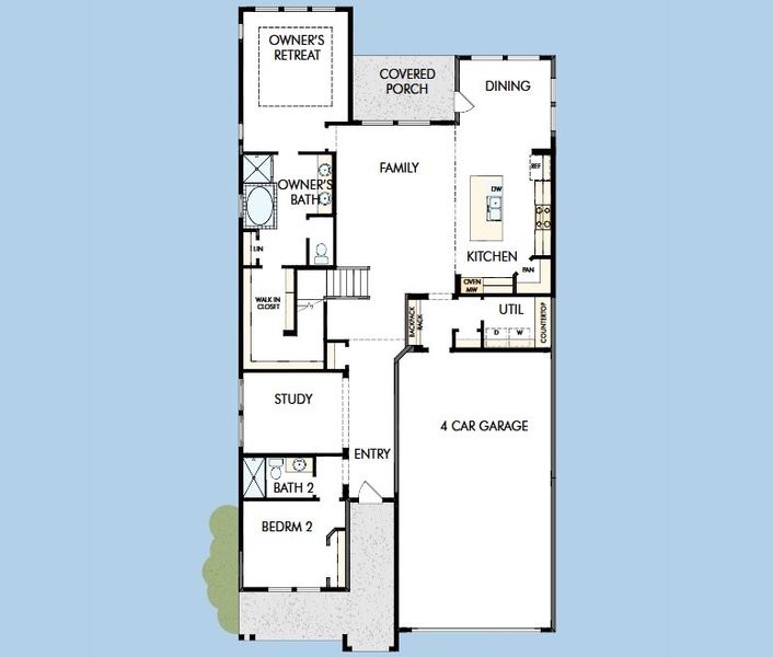 2D floor plan layout for the The Primrose by David Weekley Homes in Mustang Lakes, Celina, TX (Image 4).