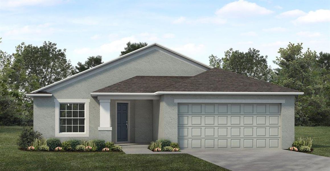 Front exterior of a new home in , Winter Haven, FL, highlighting curb appeal (Image 1). Front exterior of a new home in , Winter Haven, FL, highlighting curb appeal (Image 1).