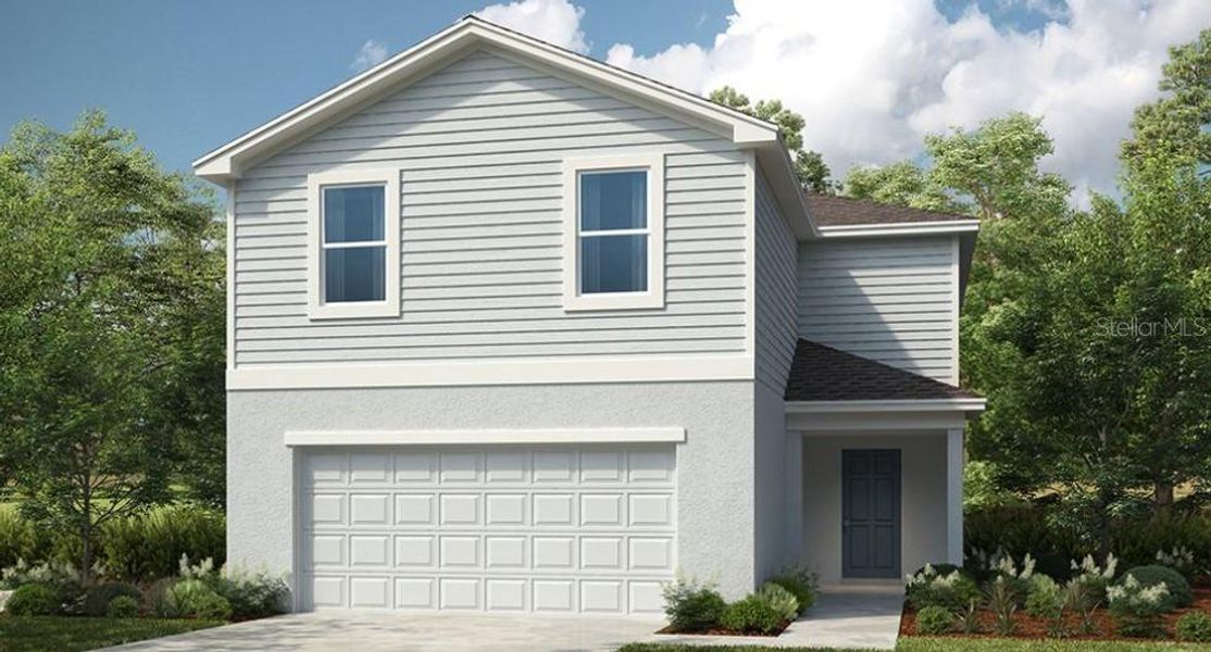 Front exterior of a new home in Waterstone, Groveland, FL, highlighting curb appeal (Image 1). Front exterior of a new home in Waterstone, Groveland, FL, highlighting curb appeal (Image 1).