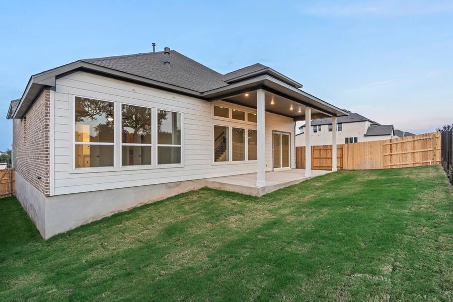 Exterior details and patio area of a home in Capitol Collection at Lariat, Liberty Hill (Image 31). Exterior details and patio area of a home in Capitol Collection at Lariat, Liberty Hill (Image 31).