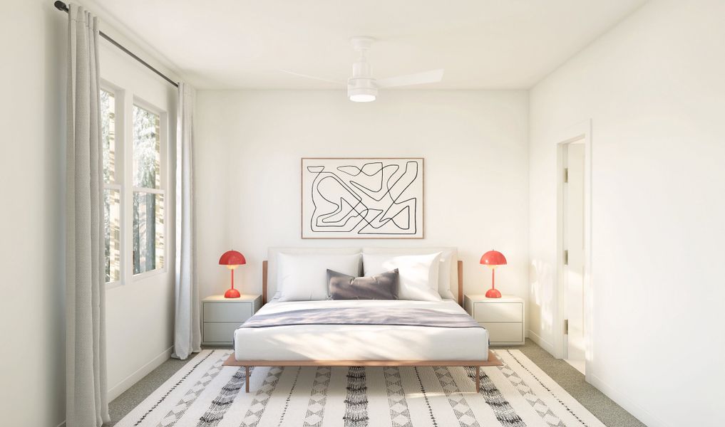 Primary suite with plush carpeting