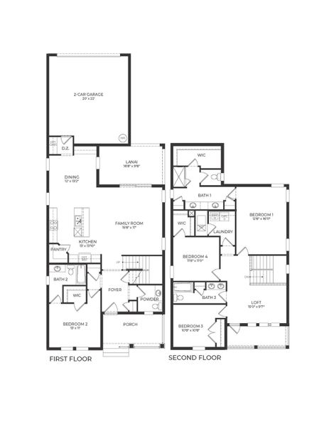 2D floor plan layout of this home in Waterleigh, Winter Garden, FL (Image 4).