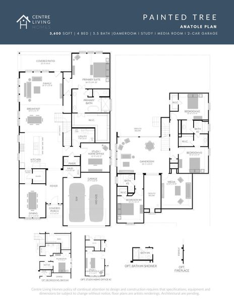 2D floor plan layout for the Anatole by Centre Living Homes in Painted Tree Woodland West, McKinney, TX (Image 5). 2D floor plan layout for the Anatole by Centre Living Homes in Painted Tree Woodland West, McKinney, TX (Image 5).